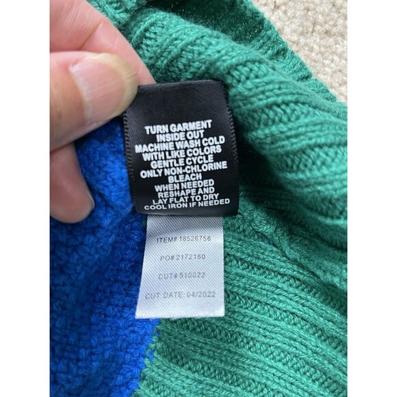 NWT Torrid Lovesick Green‎ Blue Stripe Distressed Skeleton Sweater Sz 0 (L/12) - Picture 8 of 11